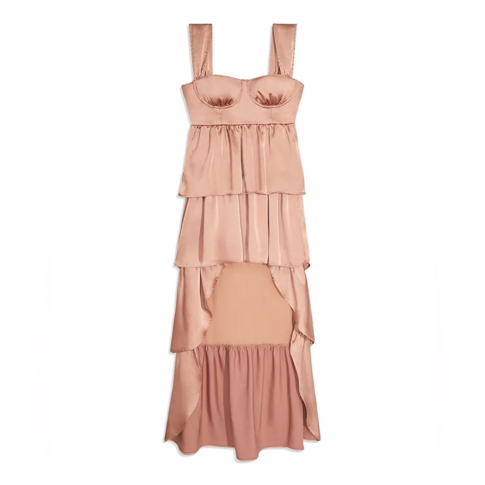 Weworewhat Corset High Low Satin Charmeuse maxi dress